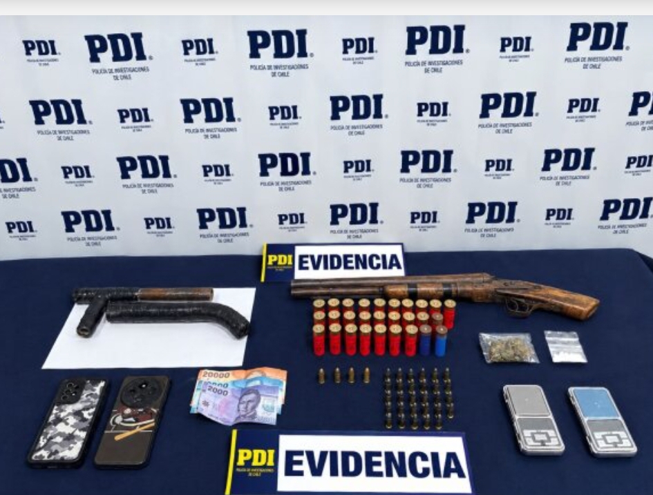 PDI detiene a un sujeto e incauta armas, drogas y 60 cartuchos de…