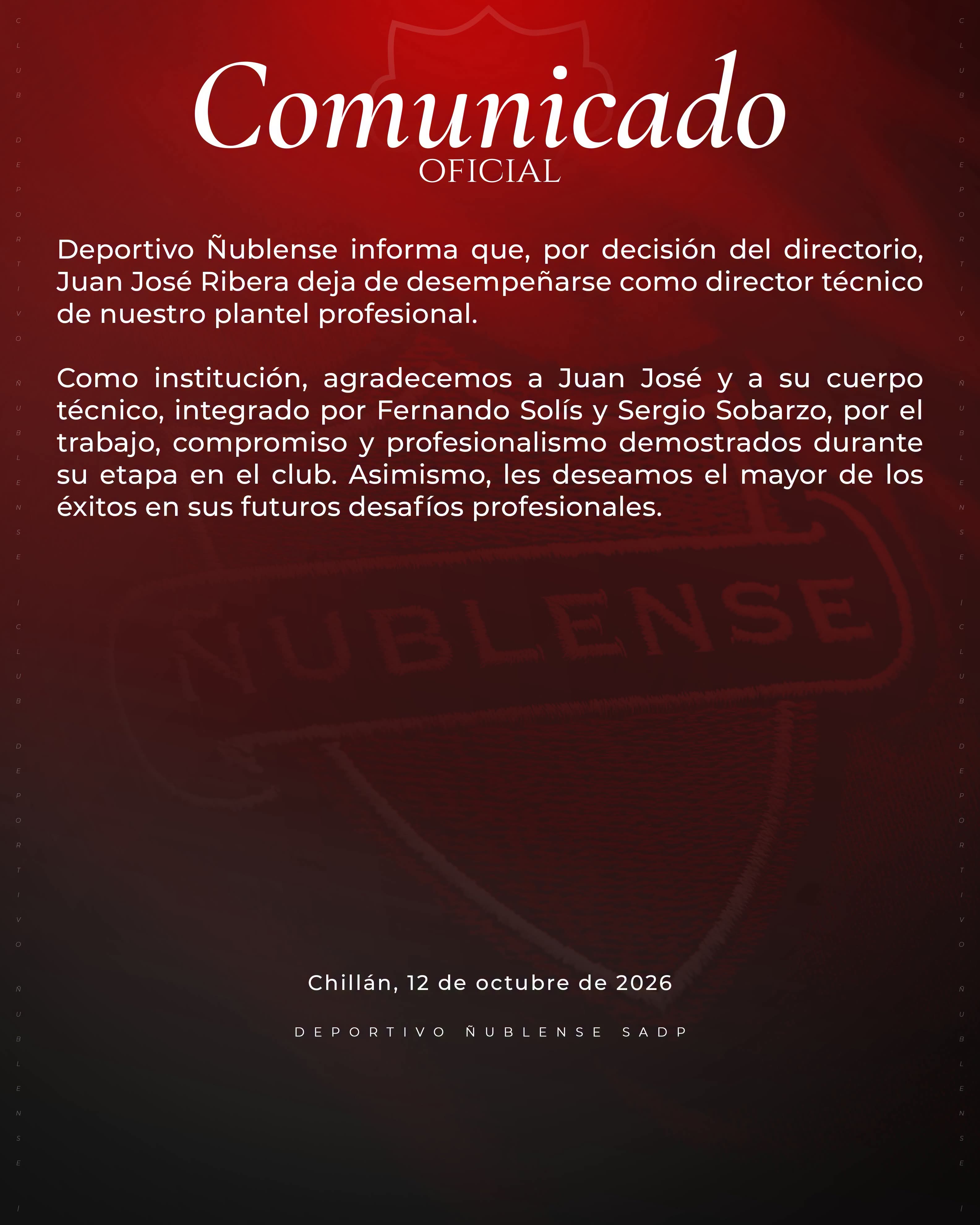 ÚLTIMO MINUTO 🔴 ÑUBLENSE DESPIDE A SU TÉCNICO JUAN JOSÉ RIBERA.